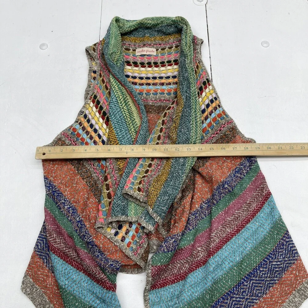 Cecilia Prado Multicolored Knit Drap Cardigan Vest Women’s Size Small - Picture 6 of 7